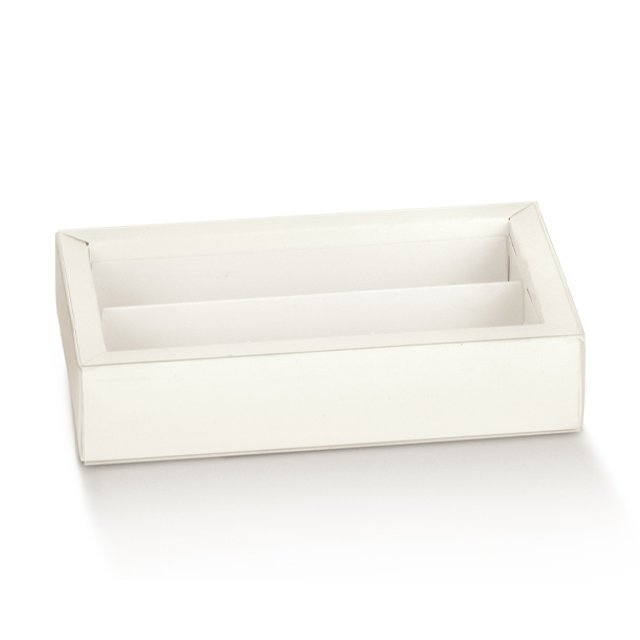 Obrázek produktu SC Krabička na pralinky čiré víčko bílý vklad potisk bílá 21,5x14,5x3,5cm 5x10ks