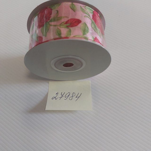 Obrázek produktu SC Stuha 3,5cm 25m růže červené na růžovém podkladě 10x1ks