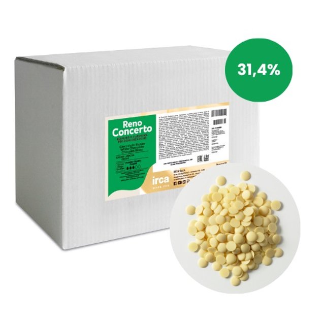 Obrázek produktu IRCA RENO CONCERTO BIANCO ČOKOLÁDA BÍLÁ 31,4% 38/40 2x5 kg