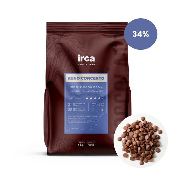 Obrázek produktu IRCA RENO CONCERTO LATTE ČOKOLÁDA MLÉČNÁ 34% 37/39 5 kg