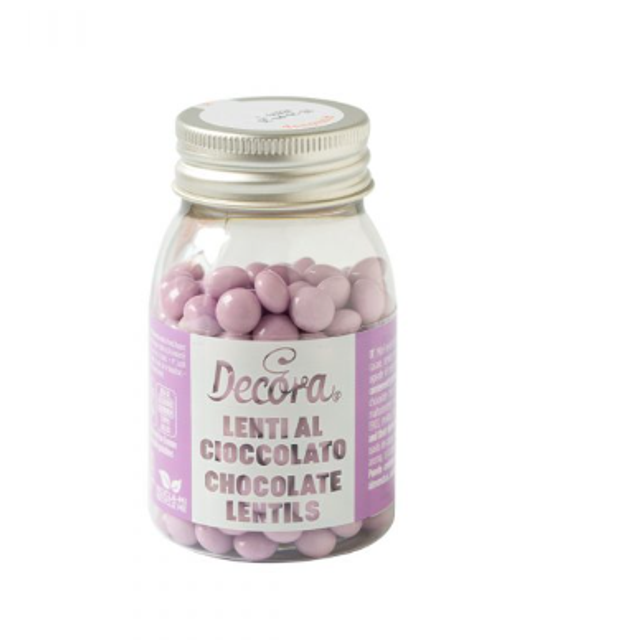Obrázek produktu DECO Dekorace lentilky mléčná čokoláda SVĚTLE FIALOVÁ 80g