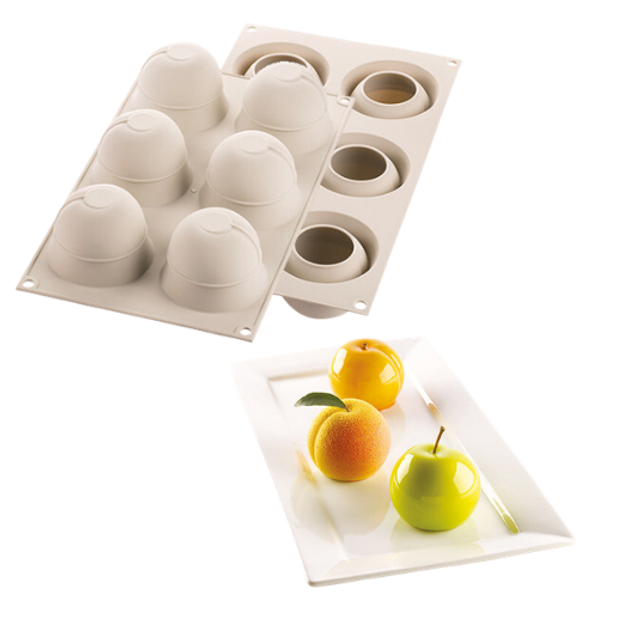 Obrázek produktu SIL FORMA SILIKON bílá - FRUIT (meruňka, broskev, jablko) Ø62mm v.52mm 118ml