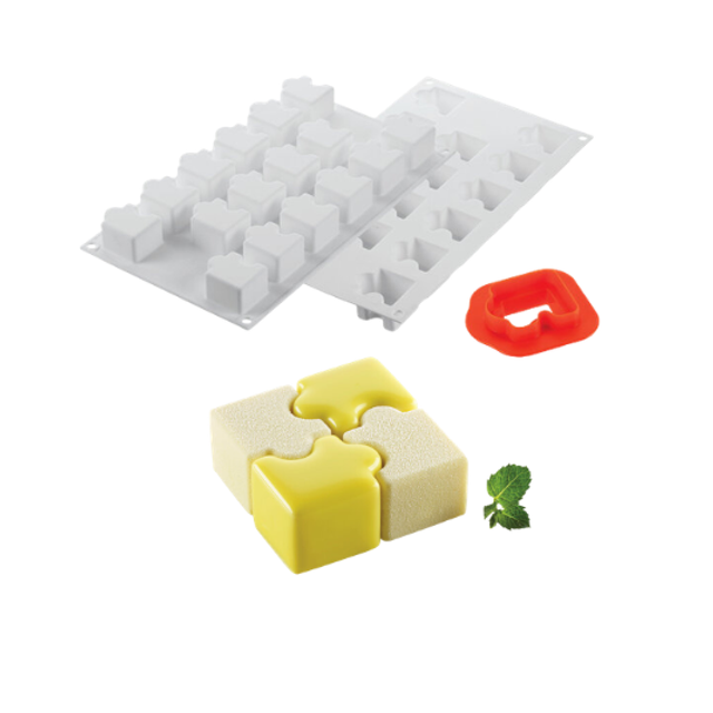 Obrázek produktu SIL FORMA SILIKON bílá - PUZZLE 30 42x34mm v.28mm + vykrajovač