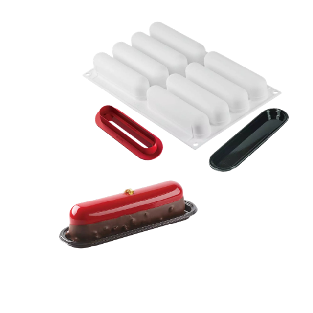 Obrázek produktu SIL FORMA SILIKON bílá - L´ECLAIR 120 135x28mm v.37mm + vykrajovač + podtácky