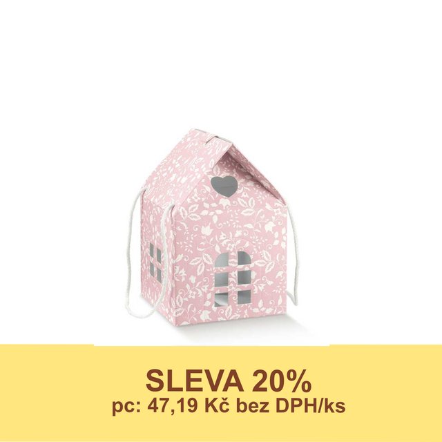 Obrázek produktu SC Krabice na dort DOMEČEK růžový potisk Harmonies 24,5x24,5x15cm +2xšňůrka 1ks - DOPRODEJ SLEVA 20%