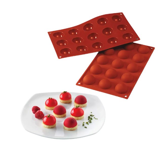 Obrázek produktu SIL FORMA SILIKON terakota - POLOKOULE Ø40mm v.20mm 20ml 15ks