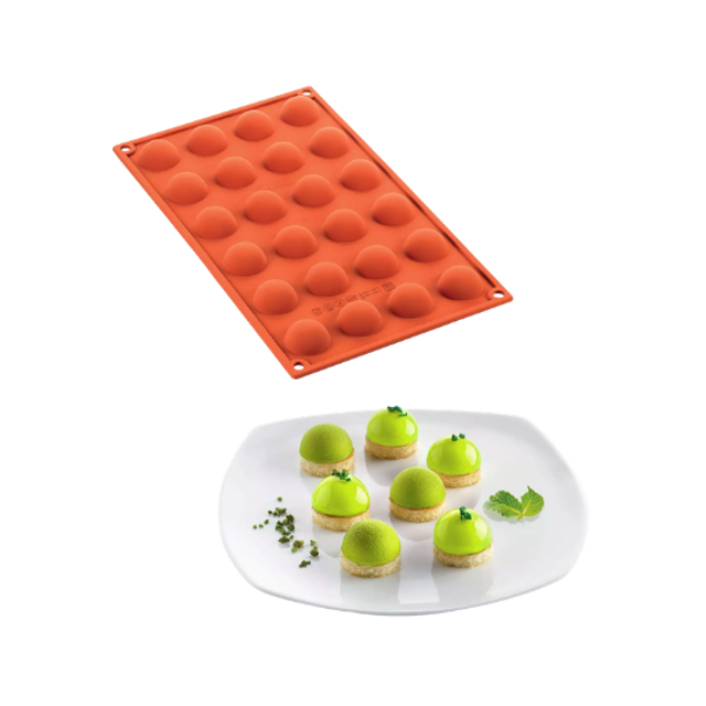 Obrázek produktu SIL FORMA SILIKON terakota - POLOKOULE Ø30mm v.15mm 10ml 24ks