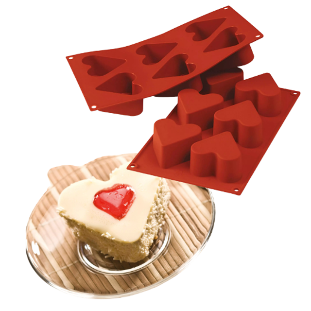 Obrázek produktu SIL FORMA SILIKON terakota - SRDCE Ø65mm v.40mm 130ml 6ks