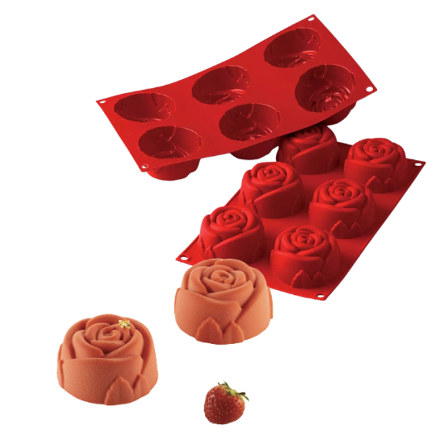 Obrázek produktu SIL FORMA SILIKON terakota - RŮŽE Ø76mm v.40mm 115ml 6ks