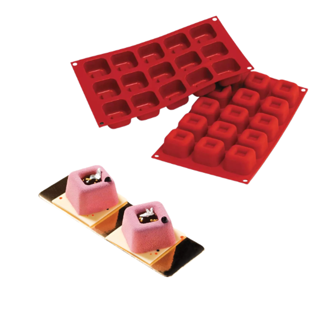Obrázek produktu SIL FORMA SILIKON terakota - SAVARIN ČTVEREC 48x48mm v.29,5mm 45ml 15ks