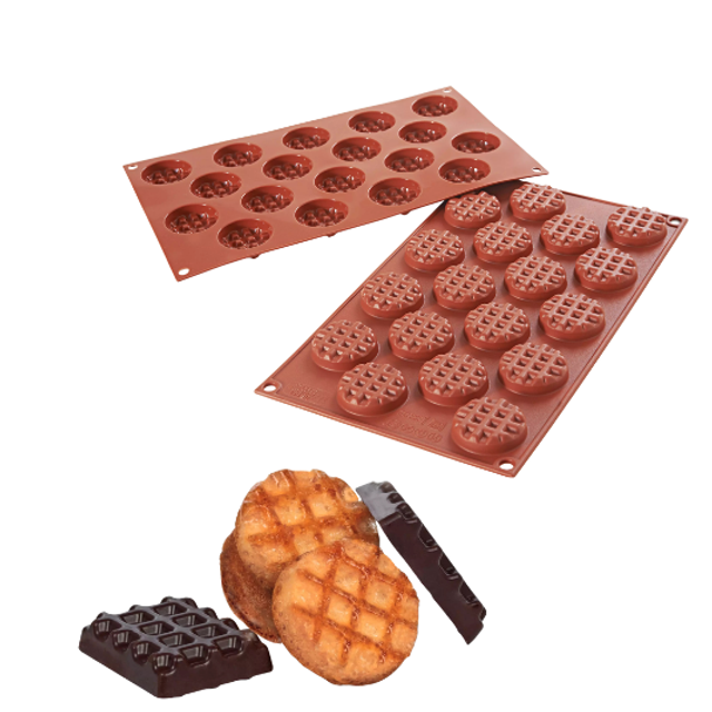 Obrázek produktu SIL FORMA SILIKON terakota - MINI WAFFLE KULATÁ Ø40mm v.12mm 11,5ml