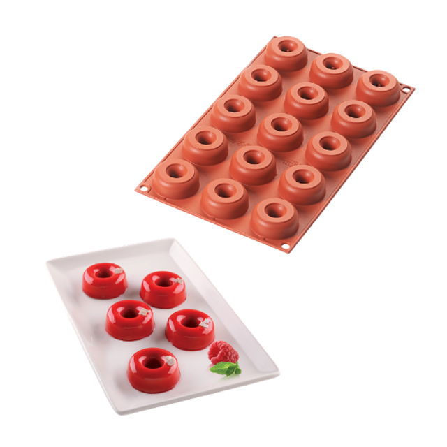 Obrázek produktu SIL FORMA SILIKON terakota - SMALL DONUT Ø45mm v.18mm 22ml 15ks