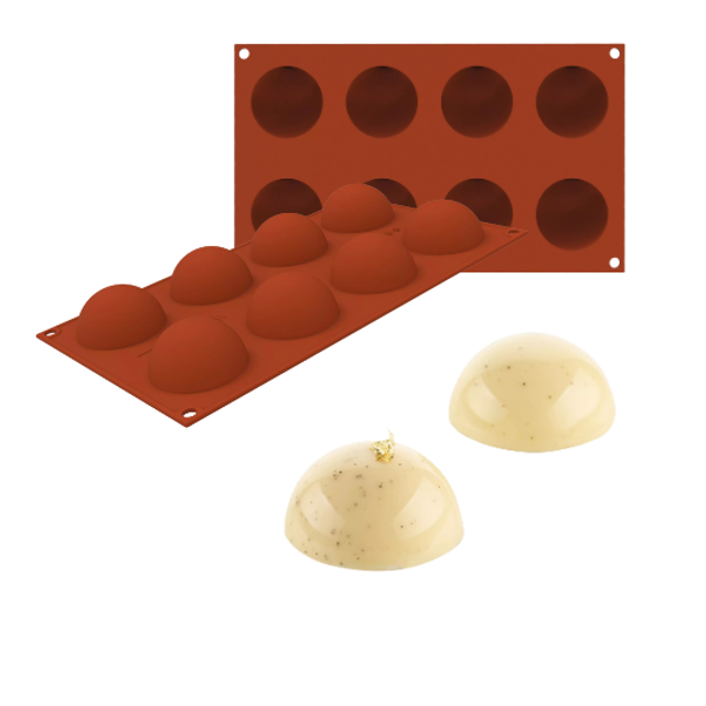 Obrázek produktu SIL FORMA SILIKON terakota - POLOKOULE Ø55mm v.29mm 46ml 8ks