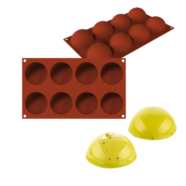 Obrázek produktu SIL FORMA SILIKON terakota - POLOKOULE Ø65mm v.34mm 75ml 8ks