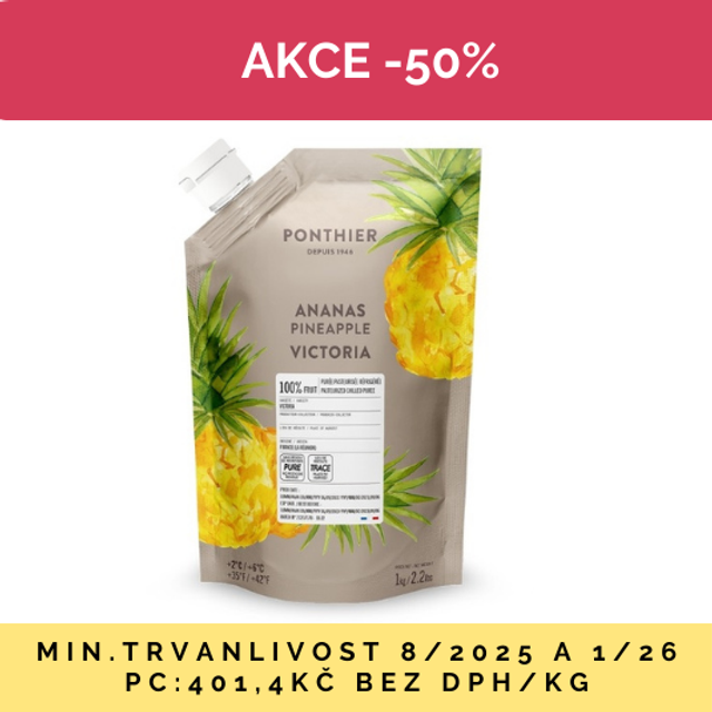 Obrázek produktu PONTHIER PYRÉ ANANAS VICTORIA 100% chlazené 1 kg AKCE DMT 8/25 a 1/26