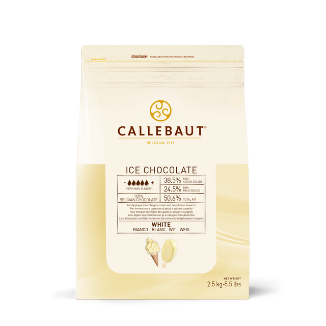 Obrázek produktu C ICE CHOC WHITE (čokoláda na polévání bílá v peckách) 4x2,5 kg
