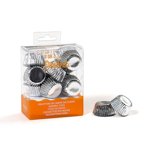 Obrázek produktu DECO KOŠÍČKY NA PRALINKY - STŘÍBRNÉ pr.27mm v.17mm 180ks