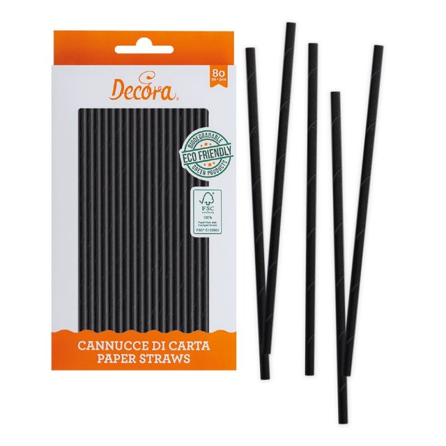 Obrázek produktu DECO BRČKA papírová - ČERNÁ pr.0,6cm 21cm 80ks