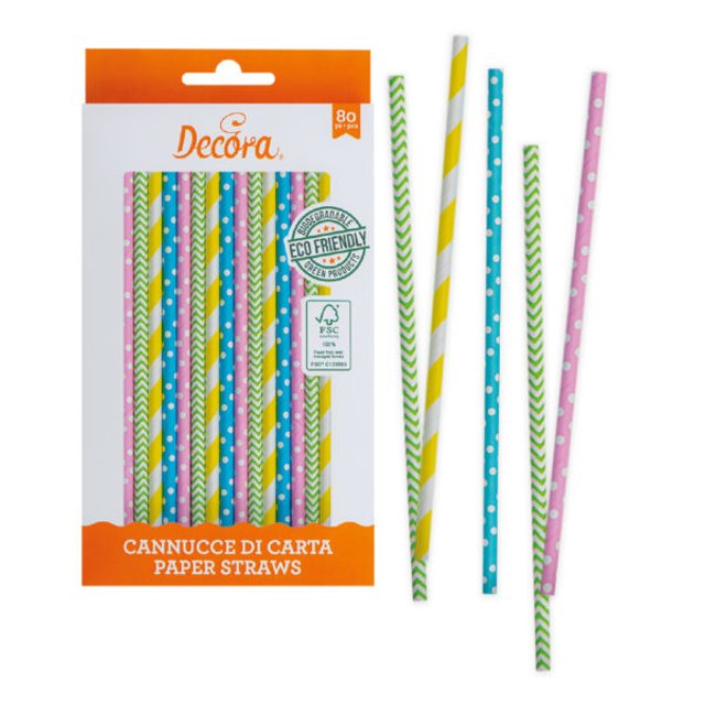Obrázek produktu DECO BRČKA papírová - PASTELOVÉ BARVY pr.0,6cm 21cm 80ks