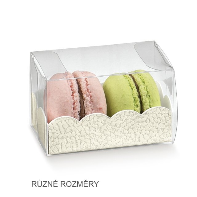 Obrázek produktu SC Krabička na makronky průhledná potisk bílá kůže na 3 ks 8x5x5cm 20x10ks