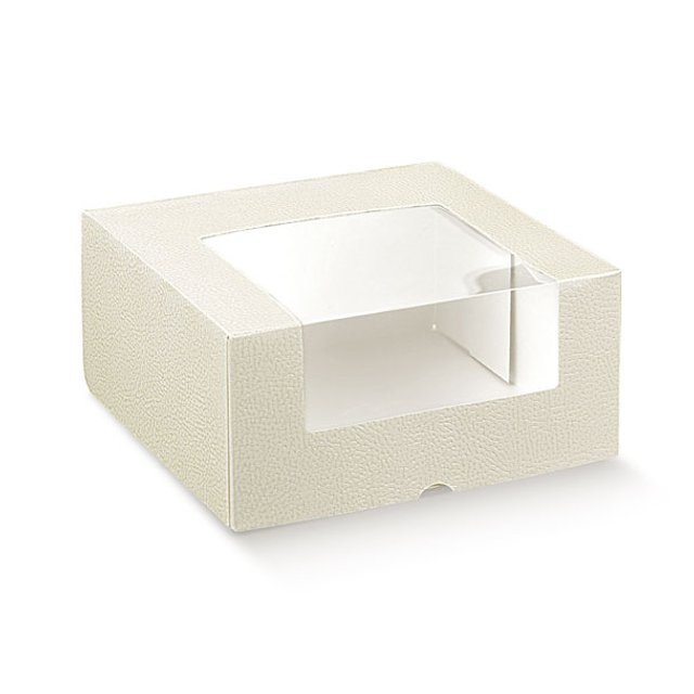 Obrázek produktu SC Krabice na dezerty s okénkem potisk bílá kůže 21x21x10cm 5x10ks