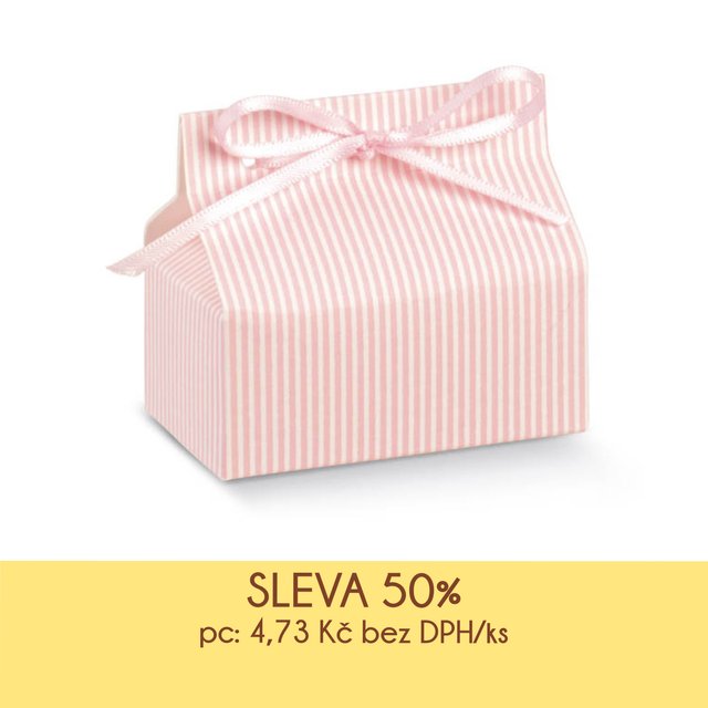 Obrázek produktu SC Krabička na pralinky na zavázaní stuhou 7x4x3 cm růž. s pr. 10x10ks  - DOPRODEJ SLEVA 50%