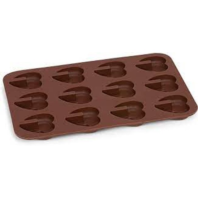 Obrázek produktu PATISSE FORMA SILIKON na ČOKOLÁDOVÉ dekorace HNĚDÁ -12x srdce SE SLEVOU 50%