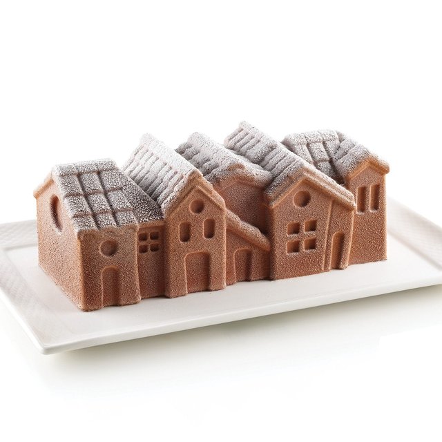 Obrázek produktu SIL FORMA SILIKON šedá - WINTER VILLAGE vánoční chaloupky 240x100mm, v.82mm