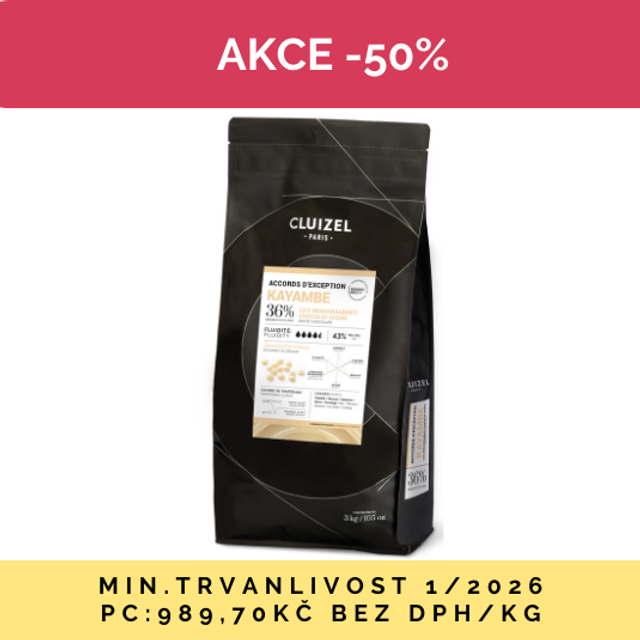 Obrázek produktu MC ČOKOLÁDA KAYAMBE BÍLÁ 36% 3 kg AKCE DMT 1/26