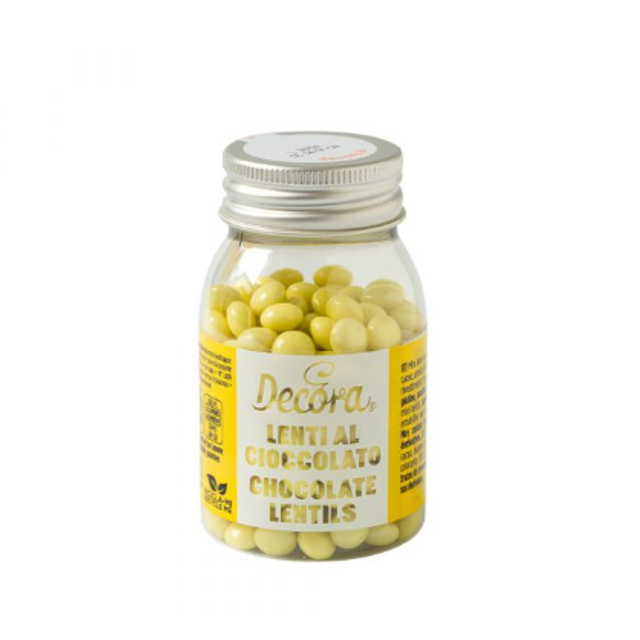 Obrázek produktu DECO Dekorace lentilky mléčná čokoláda SVĚTLE ŽLUTÉ 80g