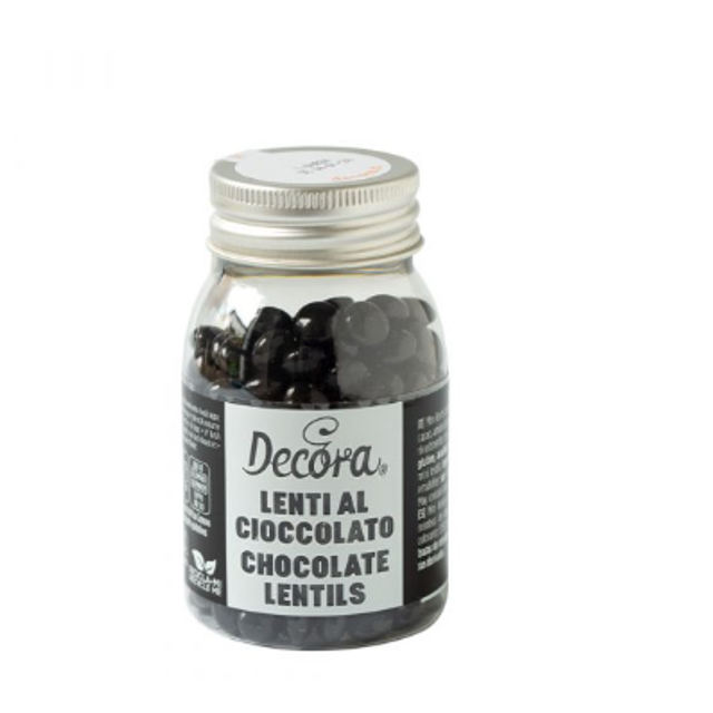 Obrázek produktu DECO Dekorace lentilky mléčná čokoláda ČERNÉ 80g
