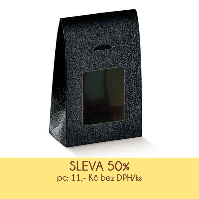 Obrázek produktu SC Sáček papírový s okénkem na potisk černá kůže 11,5x5,5x18cm 20x10ks - DOPRODEJ SLEVA 50%