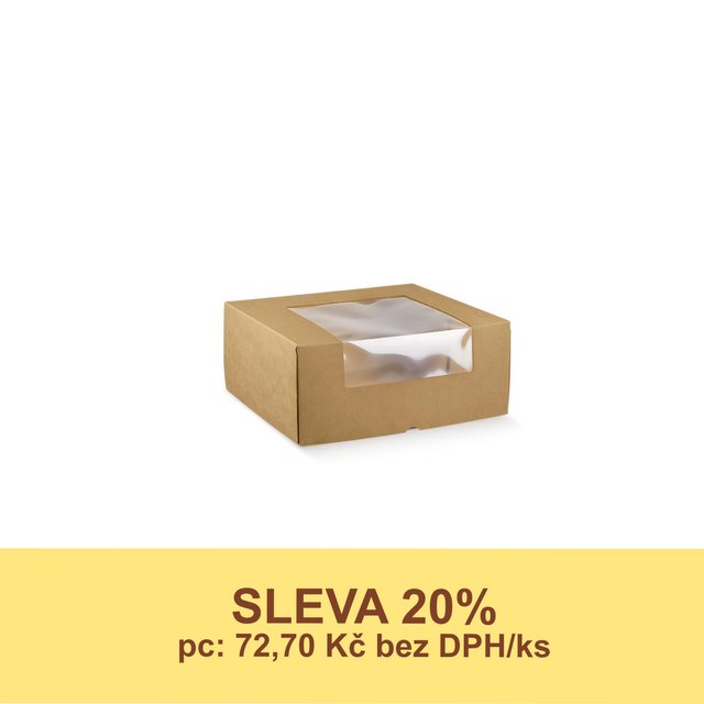 Obrázek produktu SC Krabice na dezerty AVANA přírodní 24,5x24,5x13cm 50ks - DOPRODEJ SLEVA 20%