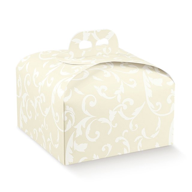 Obrázek produktu SC Krabice na dort (panettone) vyšší Damas.avorio 24,5x24,5x13cm 50ks