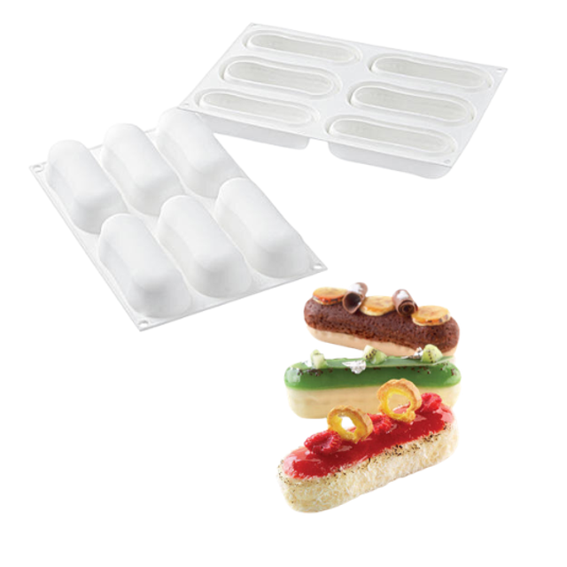 Obrázek produktu SIL FORMA SILIKON bílá - ECLAIR 140 129x40 mm v.35mm 140ml + vykrajovátko