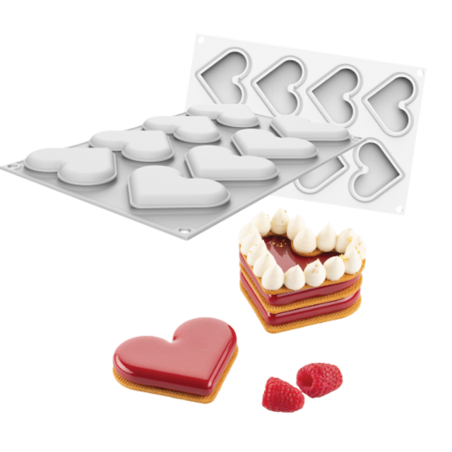 Obrázek produktu SIL FORMA SILIKON bílá - LEVEL HEARTS + vykrajovátko 80x66mm v.12mm 35ml