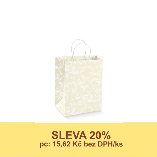 Obrázek produktu SC Taška papírová potisk DAMASCATO AVORIO 23x10x30 cm 10x10 ks - DOPRODEJ SLEVA 20%