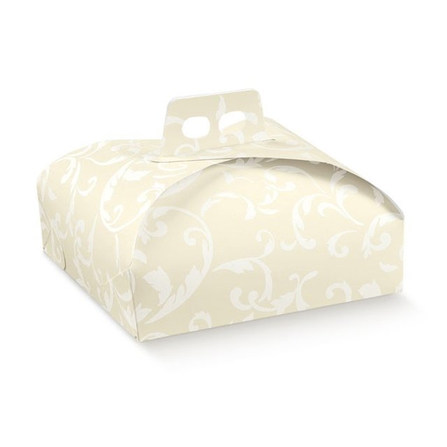 Obrázek produktu SC Krabice na dort oblá s uchem potisk Damascato avorio 33x33x11cm 5x20ks