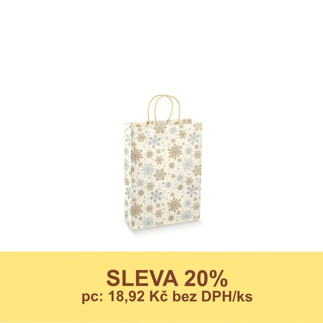 Obrázek produktu SC Taška papírová vánoční vzor vločky 31x12x38 cm 10x10 ks - DOPRODEJ SLEVA 20%