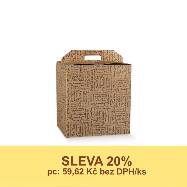 Obrázek produktu SC Krabice na dorty s uchem vánoční vzor slova 33x25x35cm - DOPRODEJ SLEVA 20%