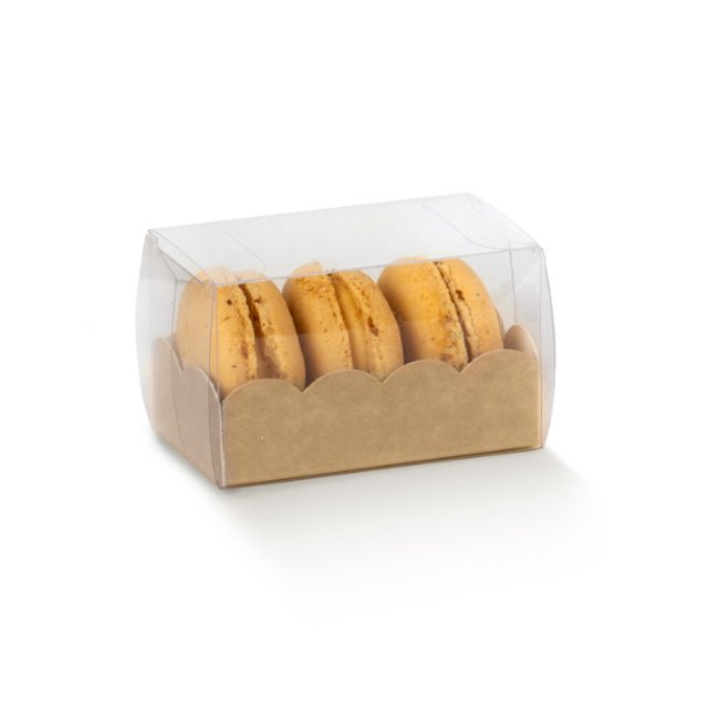 Obrázek produktu SC Krabička na makronky průhledná potisk AVANA přírodní na 3 ks 8x5x5cm 20x10ks