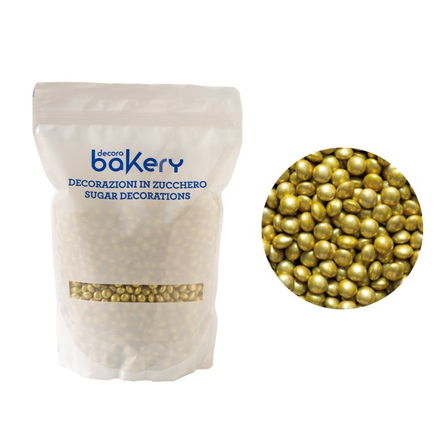 Obrázek produktu DECO Dekorace lentilky mléčná čokoláda ZLATÉ 1kg