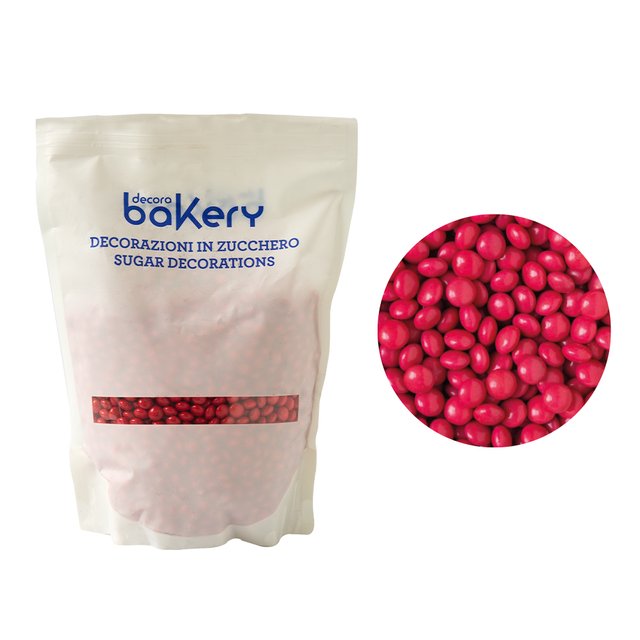 Obrázek produktu DECO Dekorace lentilky mléčná čokoláda ČERVENÉ 1kg