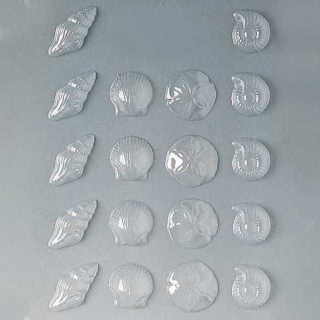 Obrázek produktu MA FORMA NA ČOKOLÁDU PLAST - MOŘSKÉ PLODY 18ks (mušle, šneci,medúza) cca 3x3cm SE SLEVOU 50%