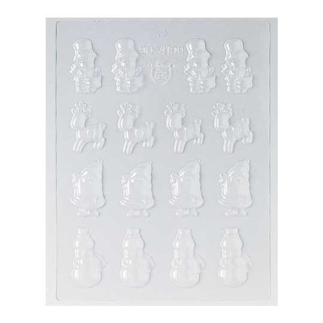 Obrázek produktu MA FORMA NA ČOKOLÁDU PLAST - VÁNOCE 16ks (sob, sněhulák,Santa) cca 5x2,5cm SE SLEVOU 50%