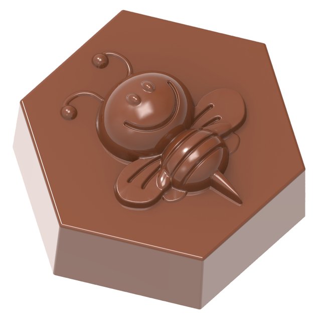 Obrázek produktu CW FORMA NA PRALINKY - ŠESTIHRAN S VČELKOU 32,5x28,5mm v.15,5mm 9,5g 21ks