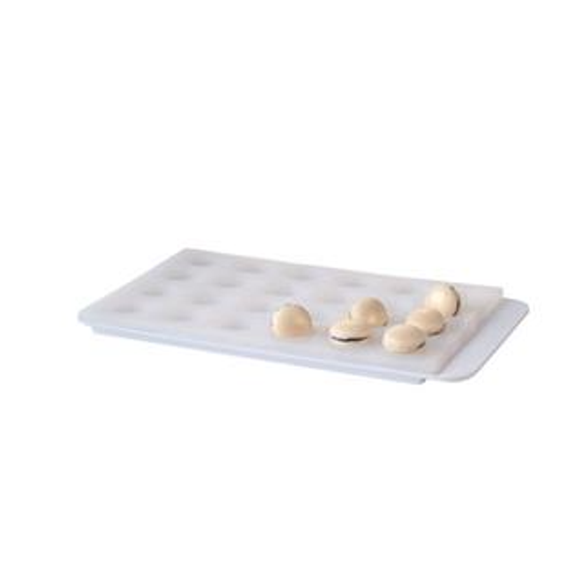 Obrázek produktu MA FORMA silikon bílá na 24ks makronek pr.3,3,v.1,2cm+podnos bílý plast