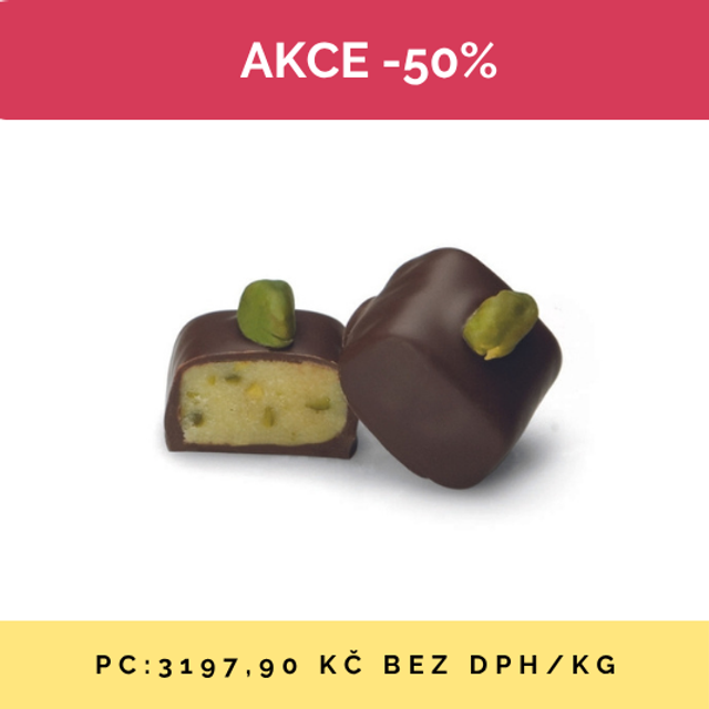 Obrázek produktu MC PRALINKY PISTRA - hořká čokoláda a marcipán s pistáciemi 2 kg SE SLEVOU 50% min.trv. 7/2024