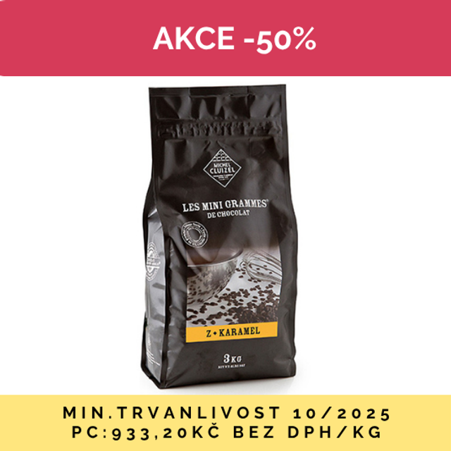 Obrázek produktu MC ČOKOLÁDA Z KARAMEL MLÉČNÁ 43% 3 kg AKCE 50%, dmt 10/2025
