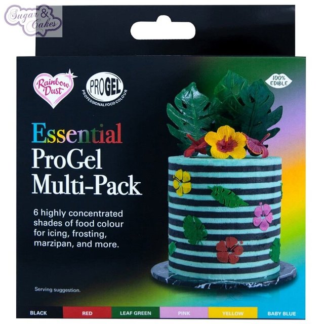 Obrázek produktu PROGEL BARVY GELOVÉ MULTIPACK ESSENTIALS 6x25g (černá, červená, zelená, žlutá, růžová, baby, blue)